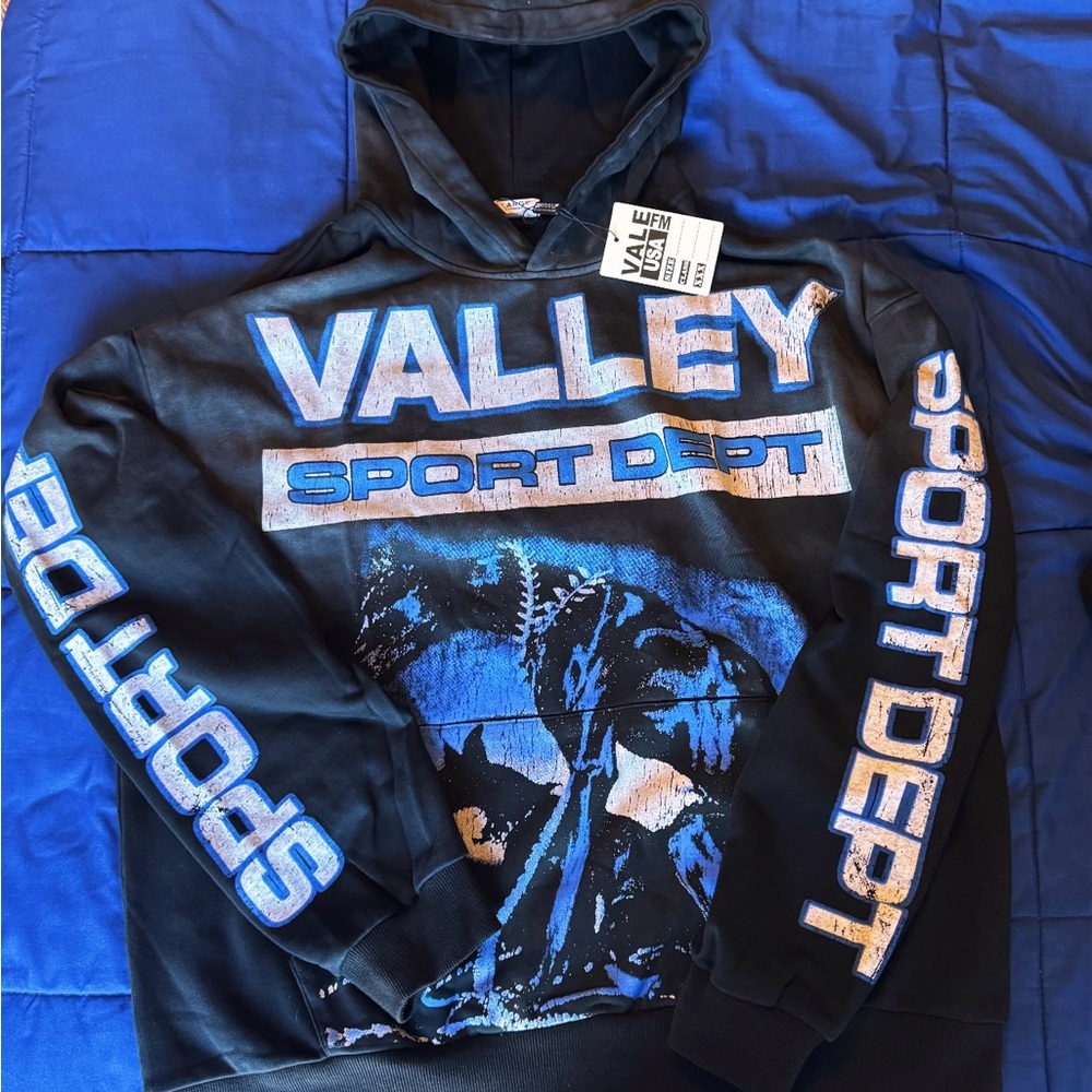 Valley Sport Dept Black and Blue Hoodie